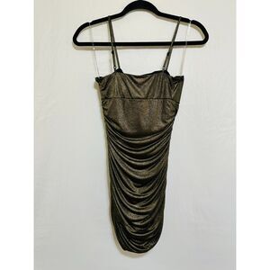 xxi Women's Bodycon Bronze Minidress Size S Adjustable Straps Holiday Dress